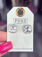 Silver Crystal Stud Earrings