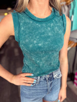 Buttery Soft Ribbed Tank in Washed Emerald