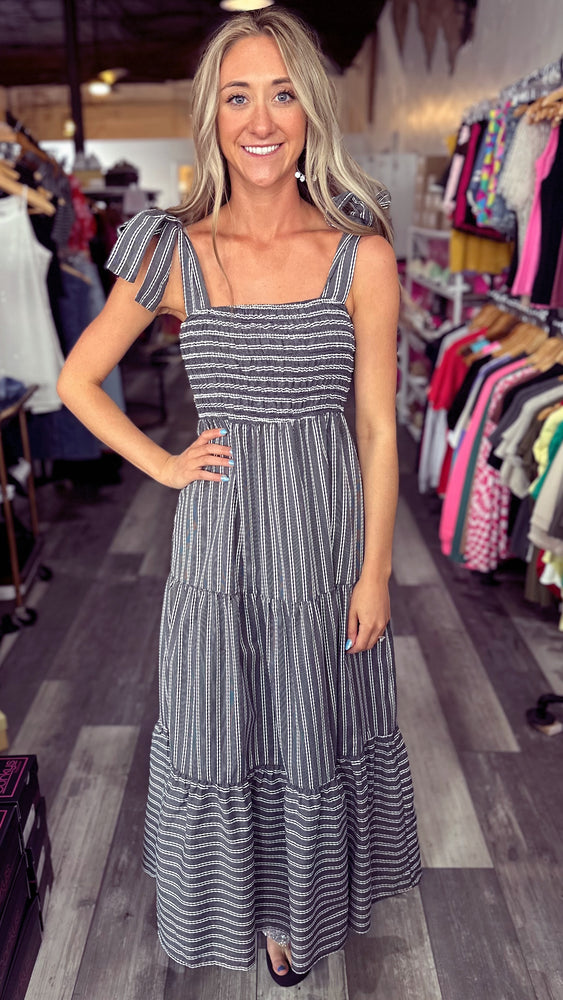 Black and White Stripe Maxi Dress