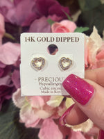 Gold Silhouette Heart Shape Studs