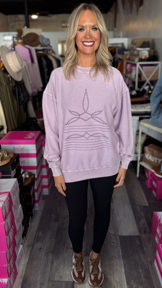 Lavender Bootstitch Sweat Shirt
