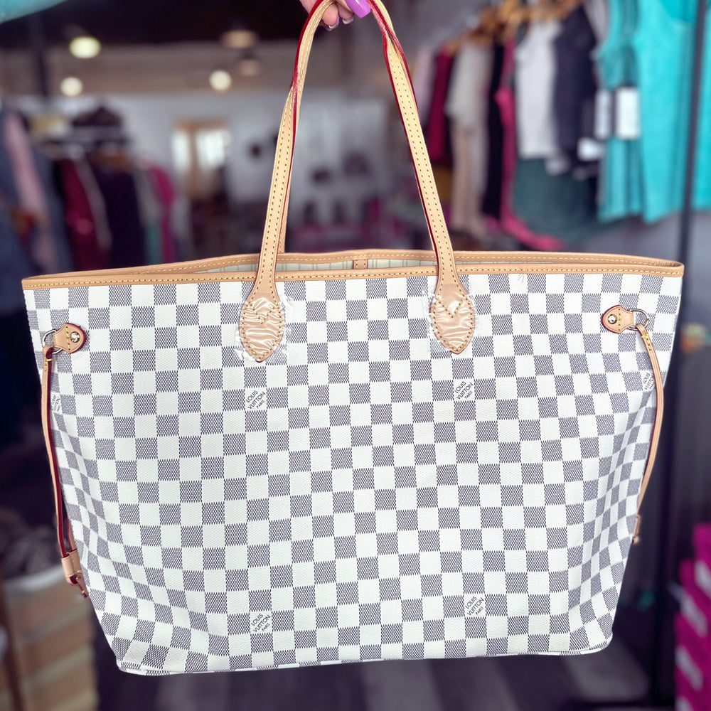 Large Grey and White Checkered Louis