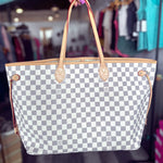 Large Grey and White Checkered Louis