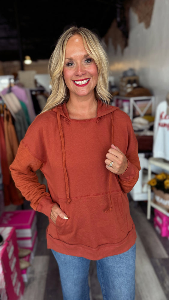 Burnt Orange Quilted Sweatshirt