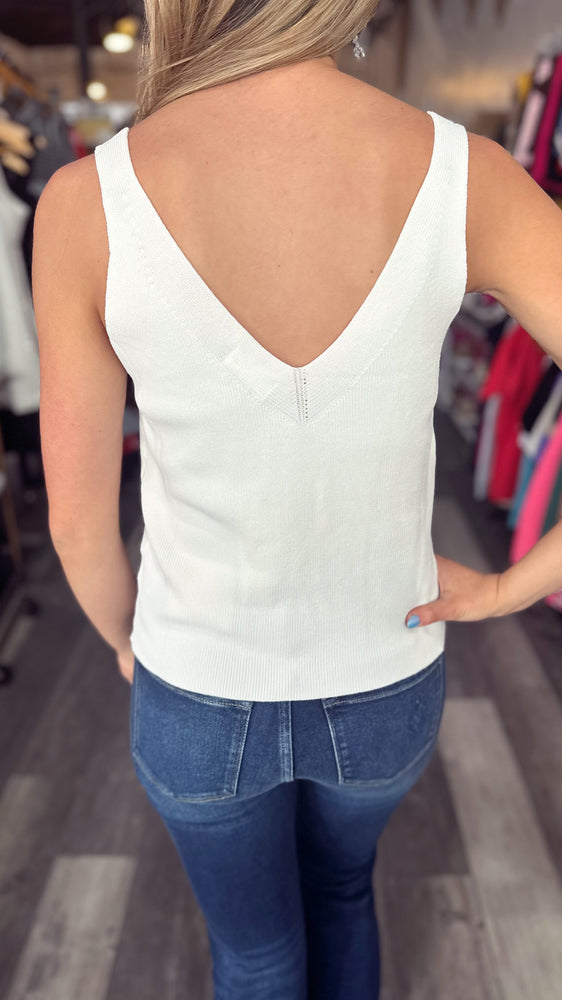 Ivory V-Neck Knit Tank