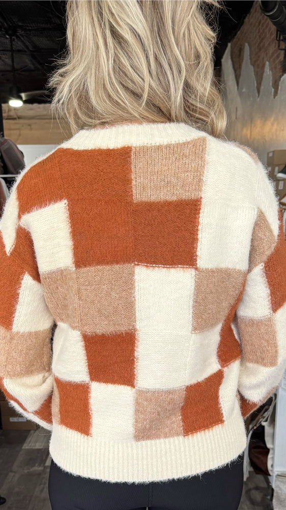 Brown Checkered Sweater