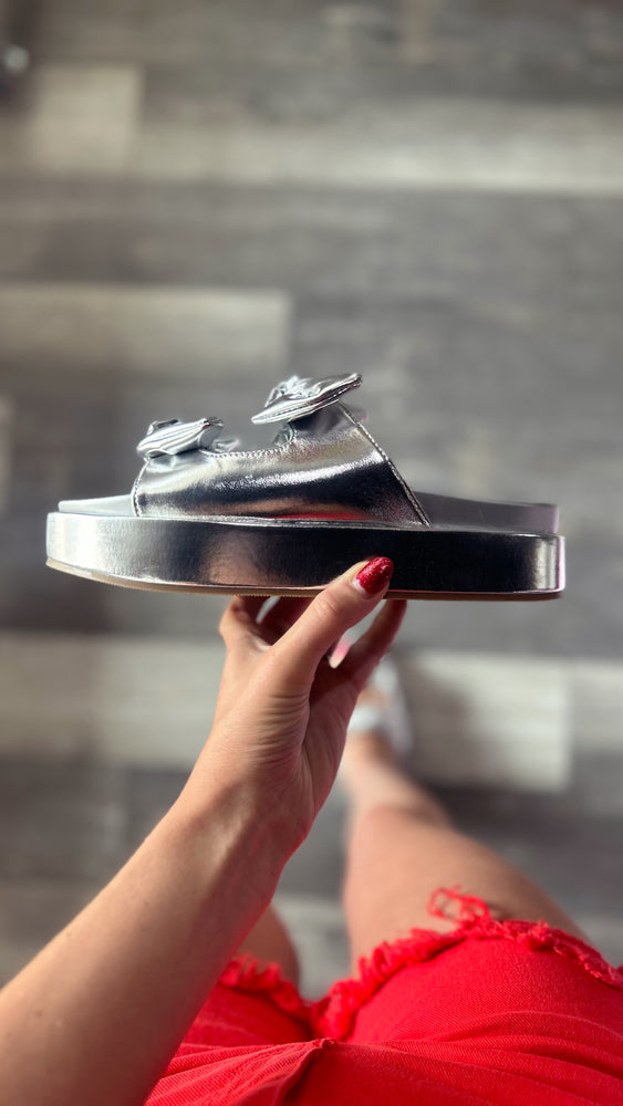 Little Bit Knotty Silver Bow Sandals By Corky