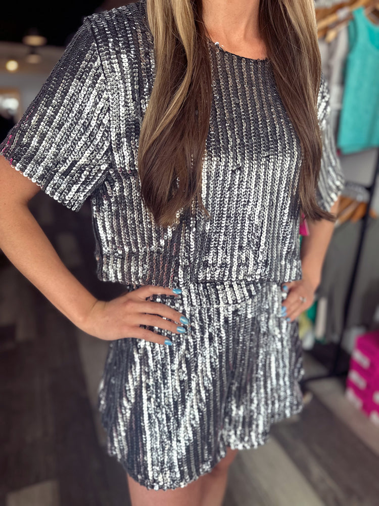 Black Sequin Top and Short Set