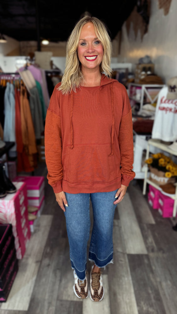 Burnt Orange Quilted Sweatshirt