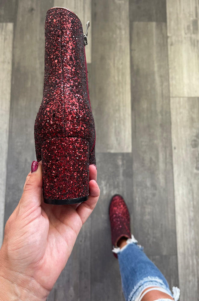 Burgundy Glitter Booties by Corkys