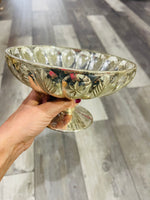 7” Etched Mercury Glass Pedestal Bowl