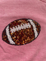 Pink Football Sequin Crew Neck Sweatshirt