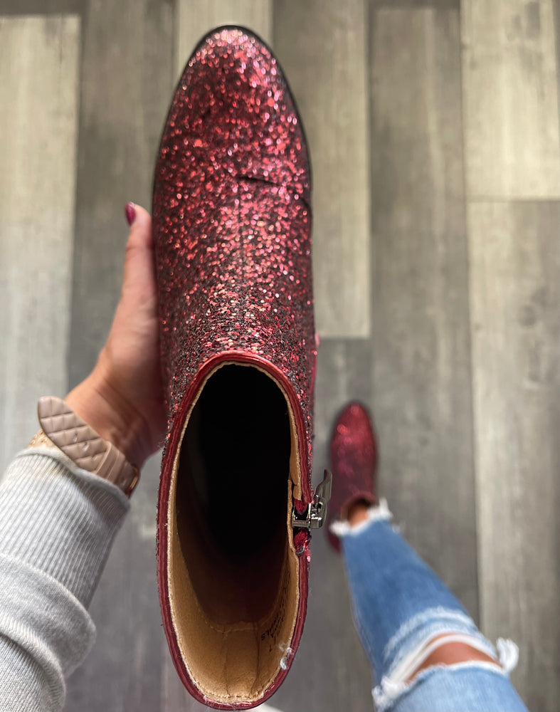 Burgundy Glitter Booties by Corkys