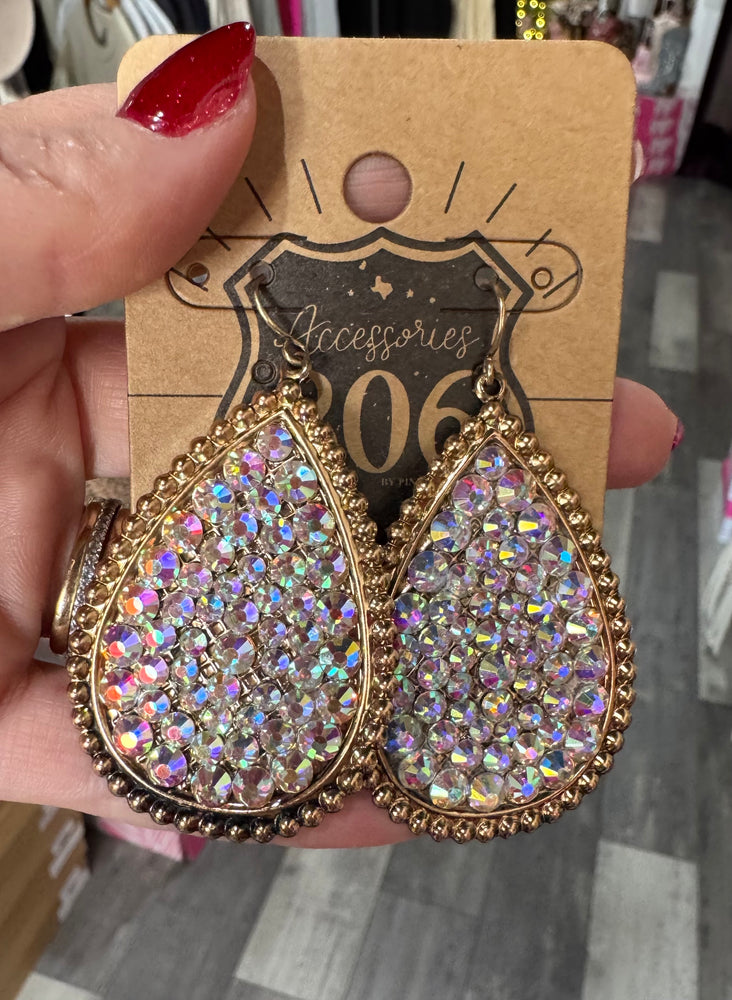 Teardrop Gold Crystal Earrings