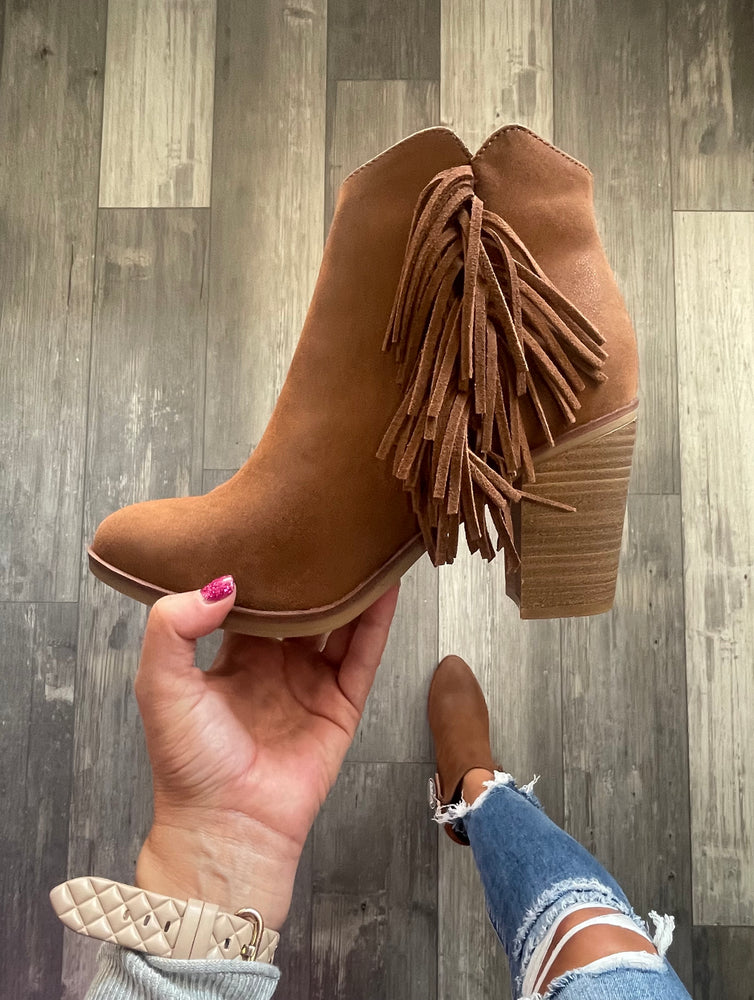 Brown Fringe Bootie by MIA