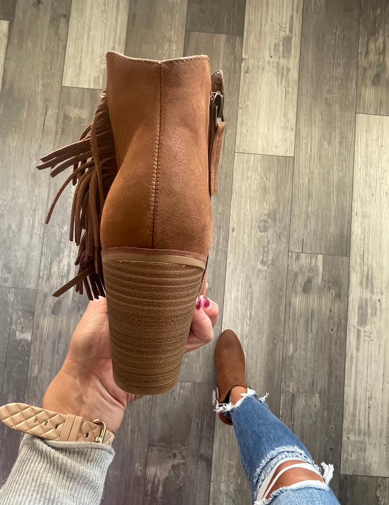 Brown Fringe Bootie by MIA