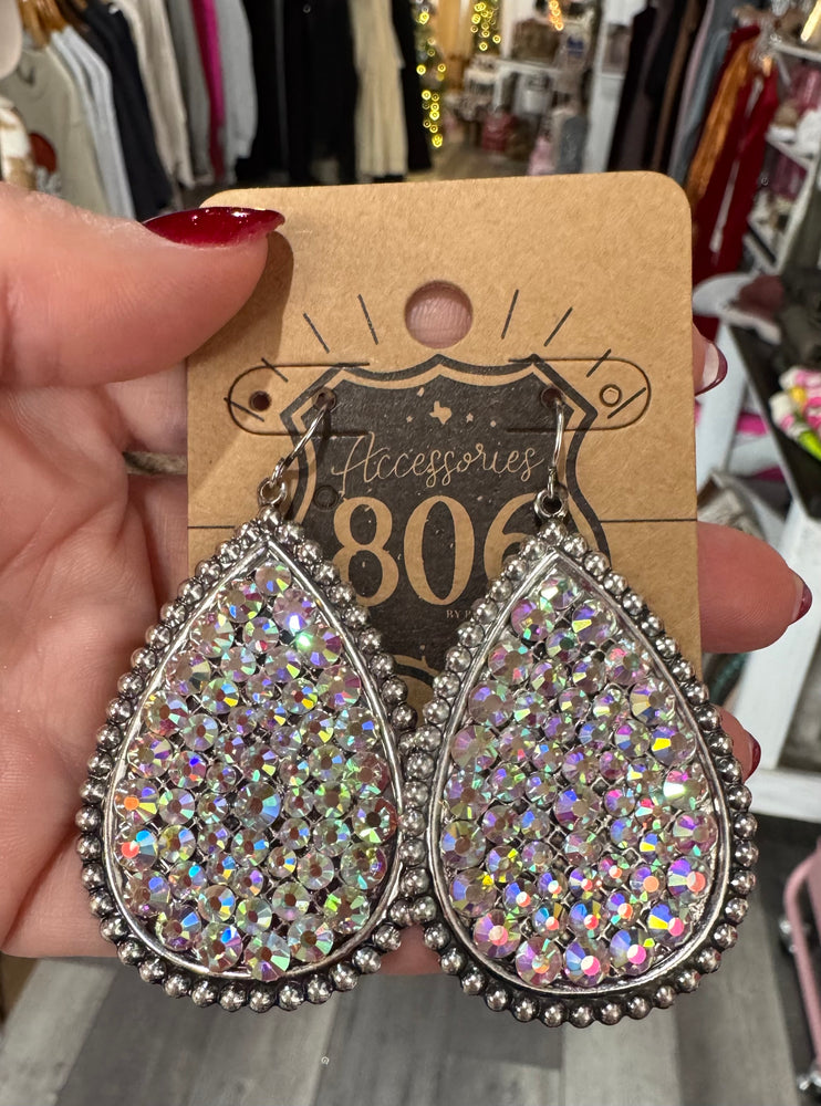 Teardrop Silver Crystal Earrings