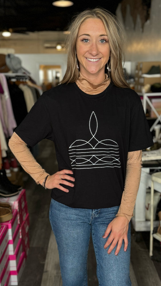 Nude Rhinestone Sheer Fitted Top