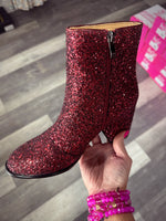 Burgundy Glitter Booties by Corkys