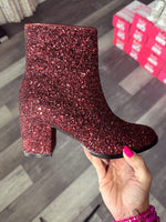 Burgundy Glitter Booties by Corkys