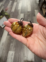 1"H Embossed Mercury Glass Ornaments in Antique Gold