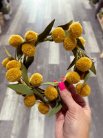 Yellow Pompom With Green Eva Leaves Ring