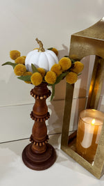 Yellow Pompom With Green Eva Leaves Ring