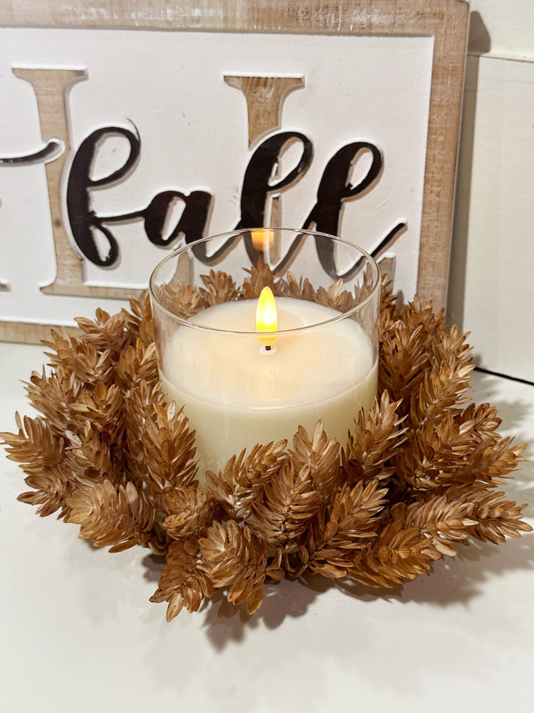 4.5” Wood Oats Candle Ring