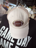 Chenille Football Patch Hat in Natural