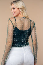 Emerald Long Sleeve Pearl Top