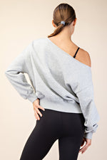 Grey French Terry Off Shoulder Top