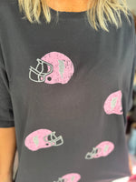 Black Football Helmet Oversized Tee