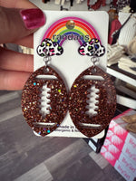 Glitter Cutout Football Earrings