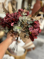 14 Inch Burgundy Faux Dried Floral Bundle