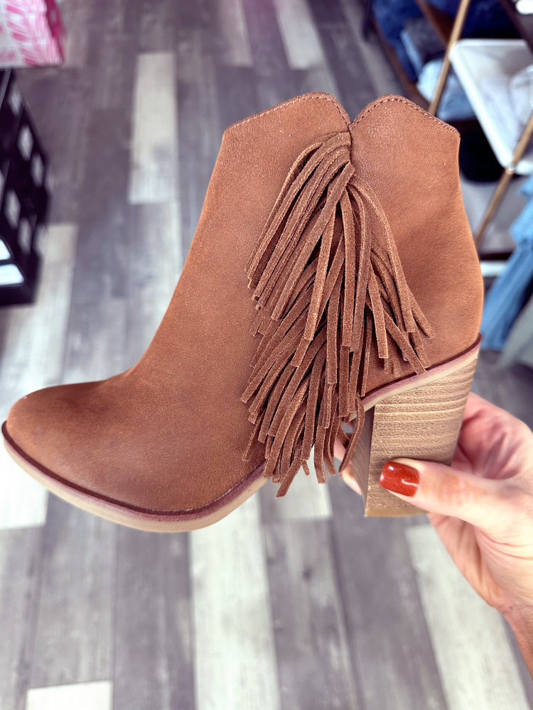 Brown Fringe Bootie by MIA