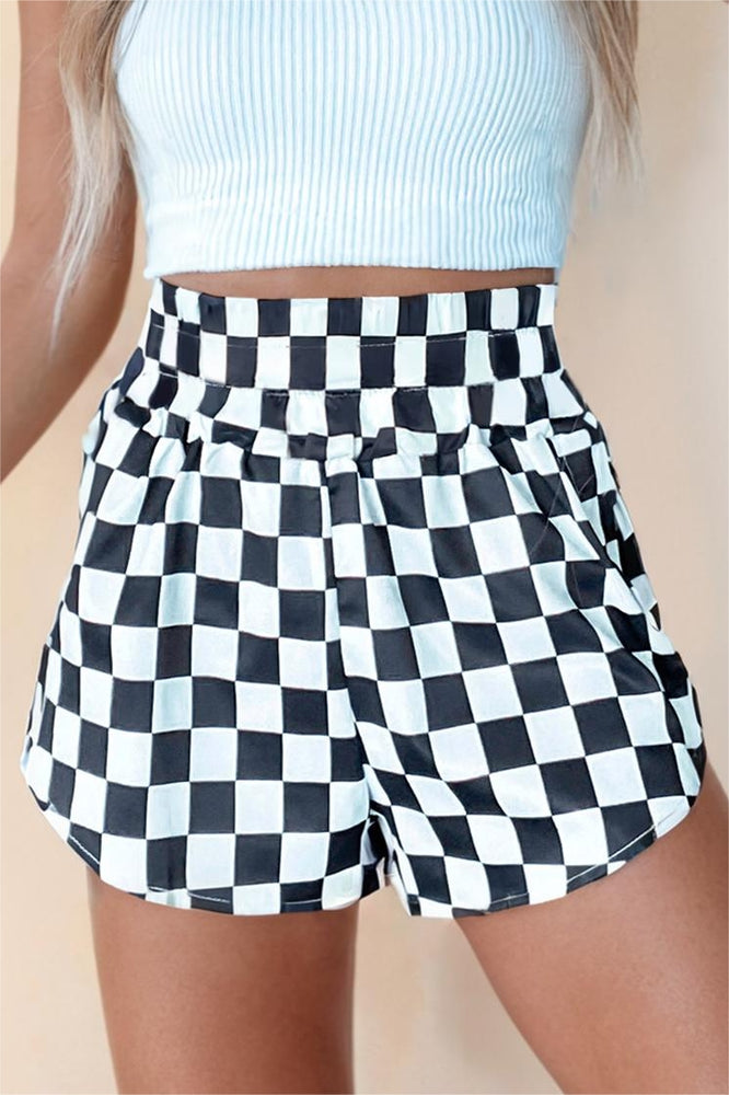 Black and White Checkered Athletic Shorts