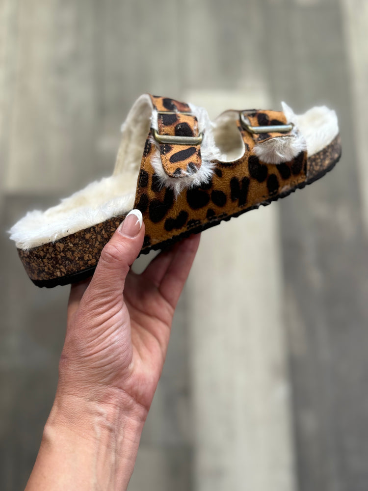 Laid Back Furry Leopard Sandal