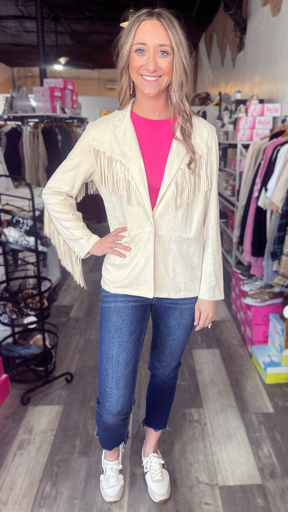 Ivory Fringe Blazer