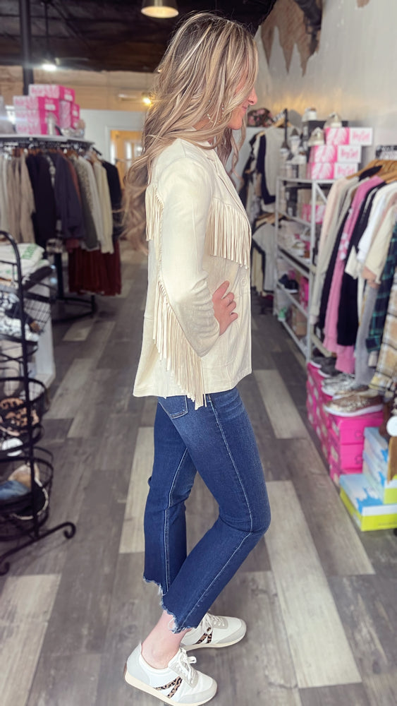 Ivory Fringe Blazer