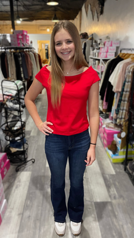 Basic Red Cap Sleeve Top