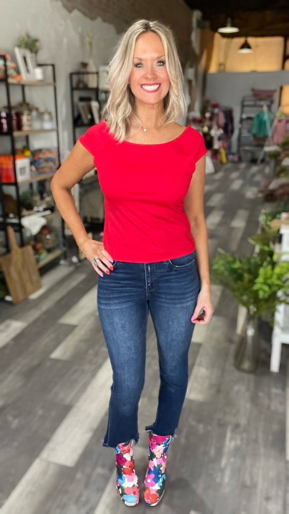Basic Red Cap Sleeve Top