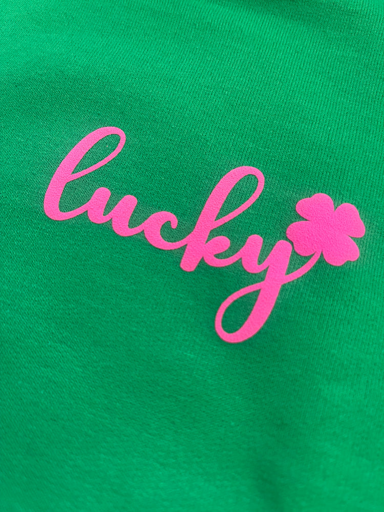 Kelly Green Hot Pink Lucky Sweatshirt