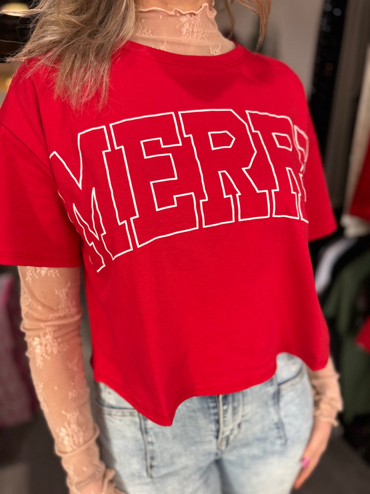 Red Merry Cropped Tee