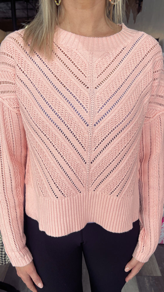 Light Pink Crochet Knit Sweater