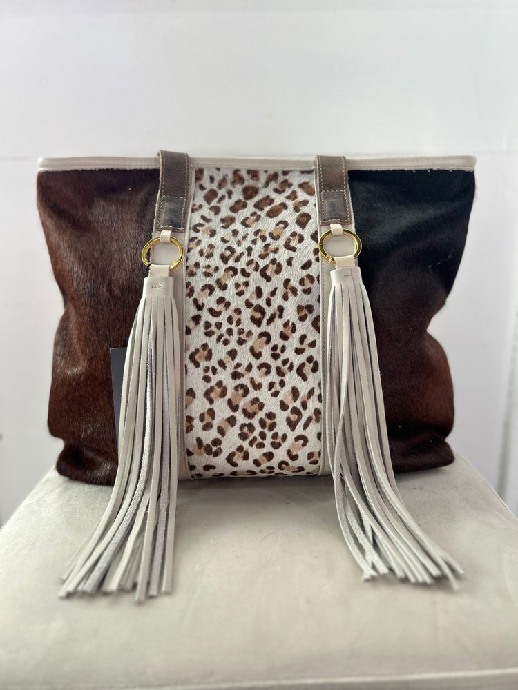 Leopard Cowhide & Fringe Purse