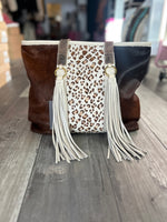 Leopard Cowhide & Fringe Purse