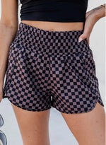 Black Checkered Athletic Shorts