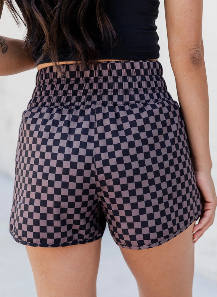 Black Checkered Athletic Shorts