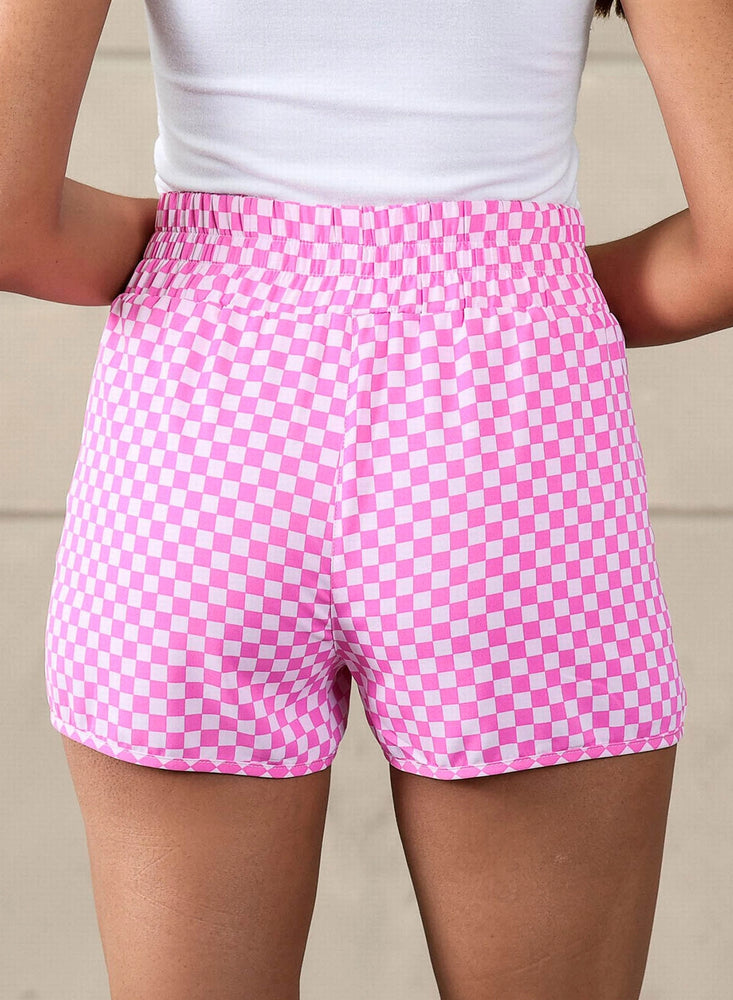 Pink Checkered Athletic Shorts