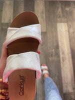 White Metallic Stranded Wedge by Corkys’